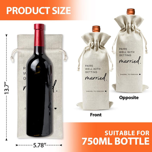 Wedding Or Engagement Gift Wine Bag For Couple Bride Groom Her Him Women, Wedding Or Engagement Party Decorations Favors, New Bride Gift Idea, Par...