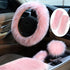6 Pieces Fluffy Steering Wheel Covers Winter Wool Fur Handbrake Cover Warm Gear Steering Wheel Cover Console Seat Belt Shoulder Pads Accessories F...