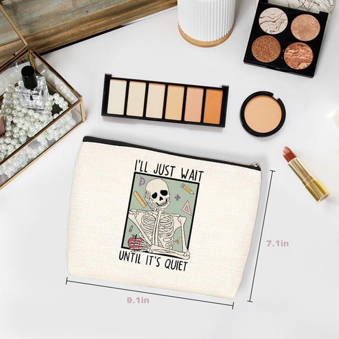 Teacher Appreciation Gifts Teacher Gifts Funny Skeleton Makeup Bag Thank You Gifts for Women Female Educator Teacher Graduation Retirement Teacher...