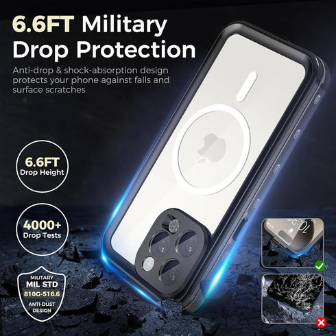 iPhone 15 Pro Case Waterproof, IP68 Waterproof Case for iPhone 15 Pro, iPhone 15 Pro Case with Kickstand, Impact Resistant TPU + PC Case, Suitable...