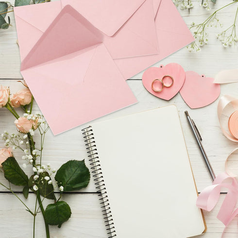 Whaline 50Pcs Pink A7 Invitation Envelopes Set Pink Greeting Card Envelopes V-Flap Envelopes Gift Card Sleeves for Mailing Envelopes Sending Card,...
