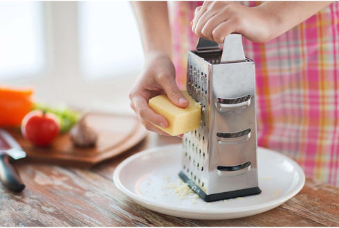 HIC Kitchen Professional Grater Zester, Stainless Steel, Non-Slip Base and Handle, 4 Multi-Grating Surfaces...