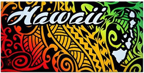 Hawaiian Tribal Tattoo Design Rainbow Beach Towel...