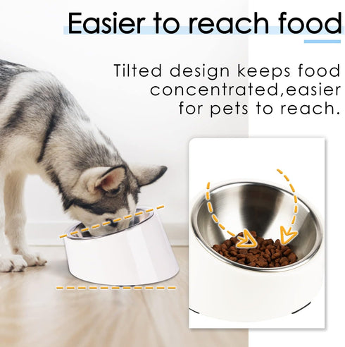 Super Design Mess Free 15° Slanted Bowl for Dogs and Cats, Tilted Angle Bulldog Bowl Dog Feeder, Non-Skid & Non-Spill, Easier to Reach Food S/0.5 ...