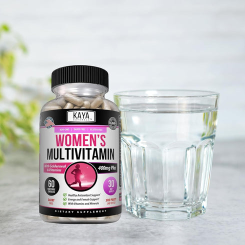 Kaya Naturals Women's Multivitamin, Overall Healthy Antioxidant, and Immune Support, Vitamins A, D, C, E, Biotin, Folic Acid, & Multi-Mineral, Ene...