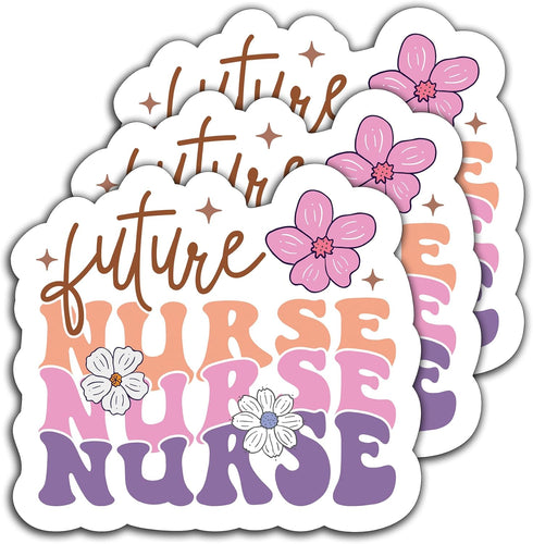 (3Pcs) Future Nurse Sticker Nursing Student Stickers Nursing School Die Cut Waterproof Vinyl Decal Decorate for Books, Laptops, Tumblers, Water Bo...