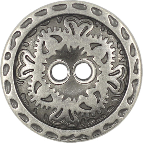 Bezelry 12 Pieces Flower Engraving Gray Silver Metal Hole Buttons 23mm (7/8 inch)...