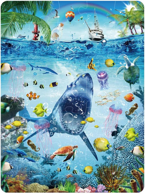 Kids Puzzle for Kids Ages 4-8 Ocean Floor Puzzle/Underwater Shark Pattern Design Puzzle/Raising Children Recognition Promotes Hand-Eye Coordinatio...