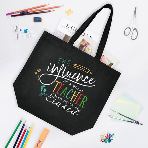 ELEGANTPARK Teacher Gifts for Women Teacher Bag for Appreciation Week Retirement Valentines Day Birthday Graduation Christmas Thank You Black Cott...