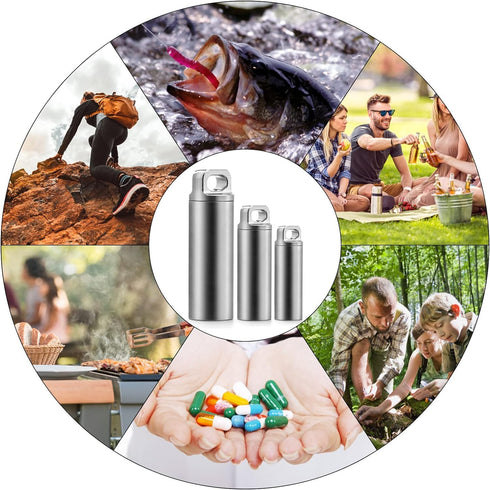 TISUR Portable Pill Cases, Metal Titanium Pill Holder Pocket Pill Box Keychain Waterproof Pill Bottle Medicine Organizer Case Container for Travel...
