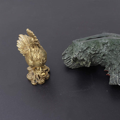 Rooster Figurine Pure Brass Good Luck Chicken Statue Feng Shui Ornament for Home Office Collection Decoration...