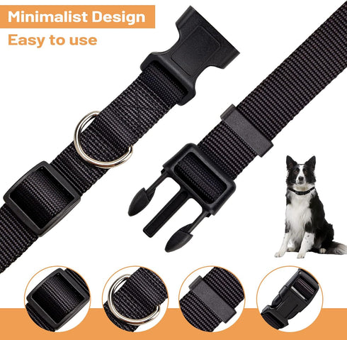 PuppyDoggy Adjustable Dog Collar Black Nylon Dog Collar Martingale Collar for Dogs with Quick Release Buckle Classic Pet Collar for Small Medium L...