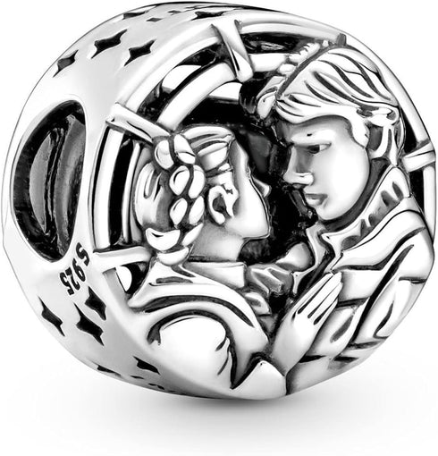 Han Solo & Princess Leia Kiss Charms 925 Sterling Silver Openwork Bead for Bracelets...