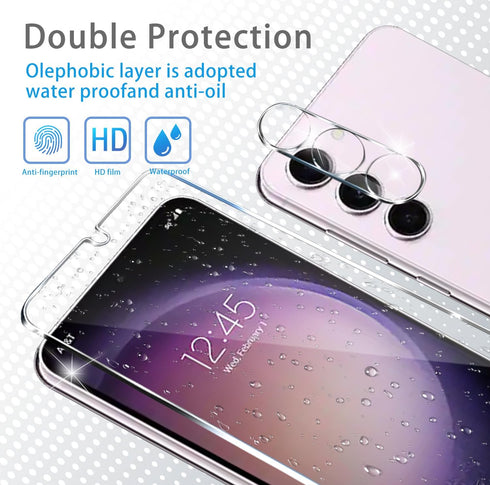 iAnder 3 Pack Glass Screen Protector for Galaxy S23, 3 Pack Camera Lens Protector with Easy Installation Tray, Supports Fingerprint Sensor, HD Ret...