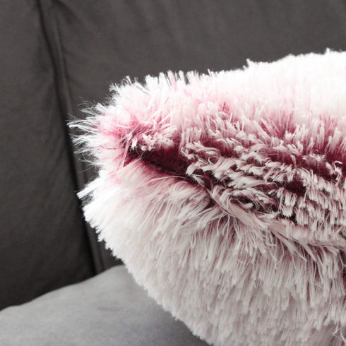 Uhomy 2 Packs Fluffy Accent Pillows Cover 20"x20", Soft Burgundy Ombre Faux Fur Throw Pillow Case, Modern Luxury Decorative Square Cushion Cover f...