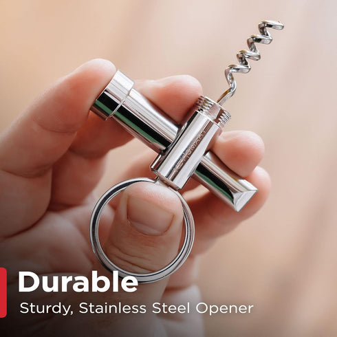 KeySmart CorkSmart - 2-in-1 Keychain Wine Opener and Bottle Opener, the Ultimate Dual Bottle Opener and Wine Bottle Opener Corkscrew Keychain Acce...
