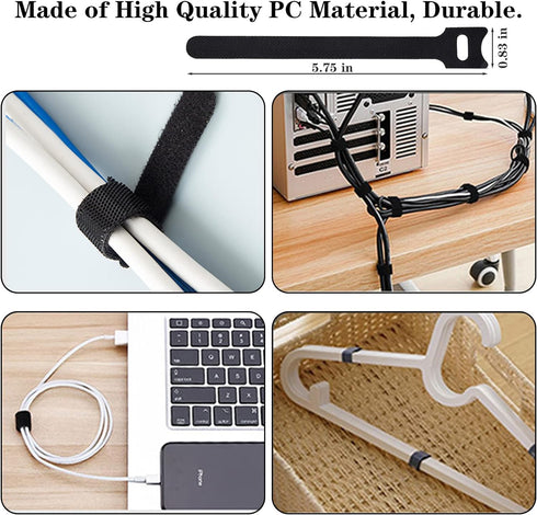 N NOROCME 192 PCS Cable Management Kit 4 Wire Organizer Sleeve,11 Cable Holder,35Cord Clips 10+2 Roll Cable Organizer Straps and 100 Fastening Cab...