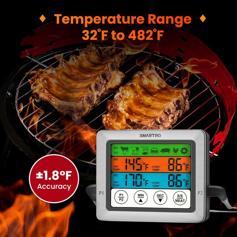 SMARTRO ST54 Dual Probe Digital Meat Thermometer for Cooking Food Kitchen Oven BBQ Grill with Timer Mode and Commercial-Grade Probes...