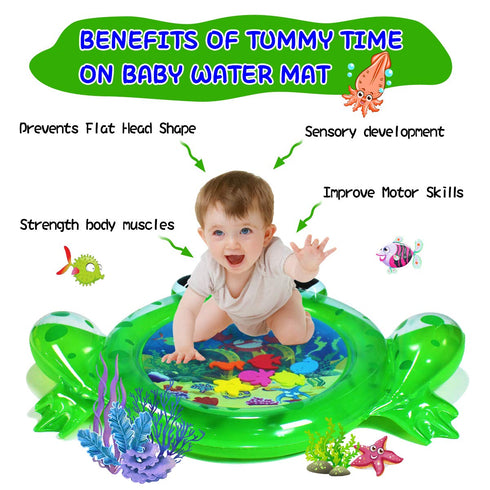 Frog Baby Water mat, Tummy time Baby Toys, Inflatable Play Mat Water Cushion Baby Toys, Fun Early Development Activity Play Center for Newborn (93...