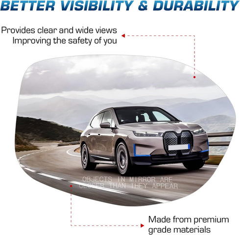 Youxmoto Passenger Right Side Heated Mirror Glass, Fit For Honda Odyssey 2014 2015 2016 2017, with Backing Holder Mirror Glass, Fit 76203-TK8-A51 ...