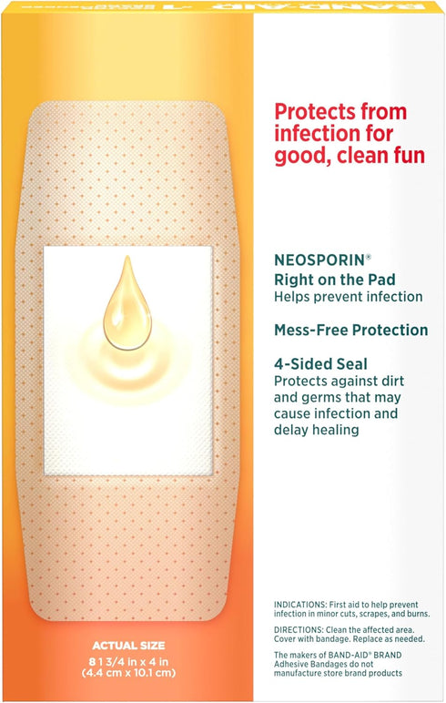 Band-Aid Brand Adhesive Bandages, Plus Antibiotic, Extra Large, 8-Count All-One-Size...