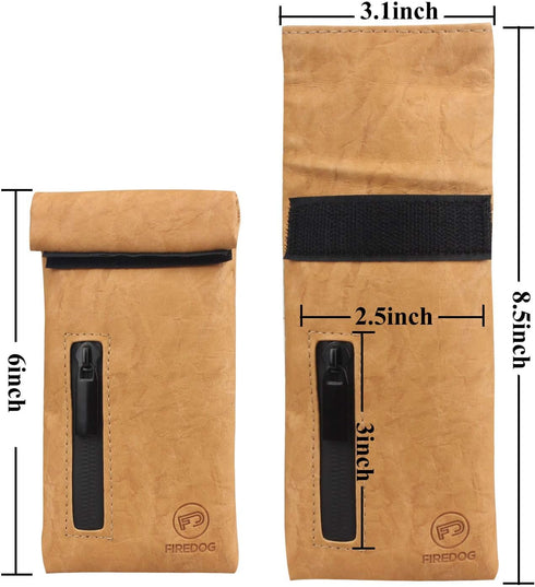 FIREDOG Smell Proof Bags, PU Leather Odor Proof Pouch for Dog Tested 3"x6" Small Travel Storage Pocket (Brown)...