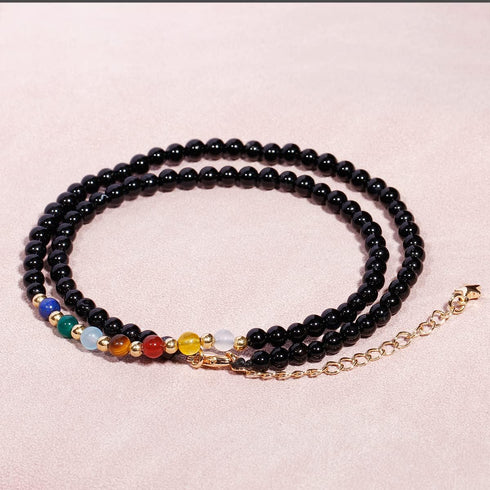 Jewever 7 Chakra Beaded Choker Necklace for Women Black Agate Healing Crystals and Gemstones Meditation Yoga Balance Jewelry...