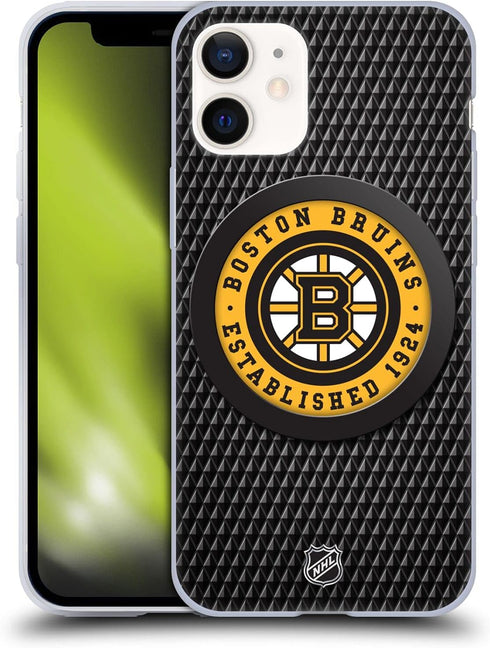 Head Case Designs Officially Licensed NHL Puck Texture Boston Bruins Soft Gel Case Compatible with Apple iPhone 12 Mini...