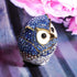 Waltz&F Diamond Light Blue Owl TrinketBox Hinged Hand-painted Figurine Collectible Ring Holder...