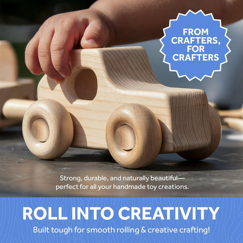 Wood Axle Pegs 1-13/16-inch, Pack of 25 Mini Wooden Pegs for Train Craft, Fits 3/8-inch Hole Wooden Wheels for Crafts, by Woodpeckers...