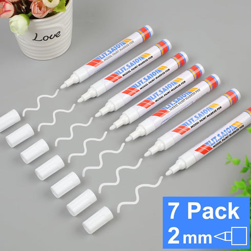 Phinus 7 Pack White Paint Pen, Oil Based White Marker, Medium Tip White Paint Marker, Quick Dry Waterproof White Permanent Marker for Rock, Cerami...