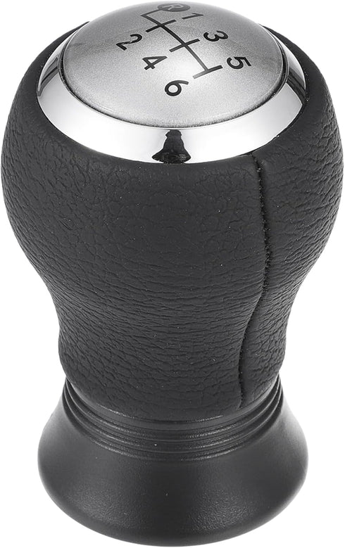 6 Speed Manual Gear Shifter Knob - Car Gearbox Stick Shifter Lever Knob - for Toyota Yaris 2005-2010 Plastic Faux Leather Black Silver Tone - 1 Pc...