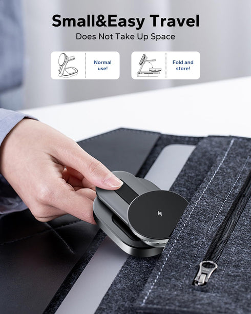 KPON 3 in 1 Wireless Charging Station for Apple Mag-Safe, Magnetic Wireless Charger Stand Foldable for Multiple Devices,Travel Charging Dock for i...