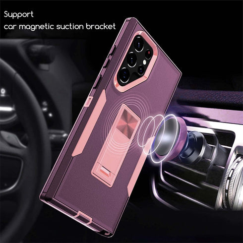 Designed for Samsung Galaxy S22 Ultra Case with Stand, Drop Protection work with Magnetic Car Mount, Dustproof light waterproof,Hybrid Hard PC Kic...