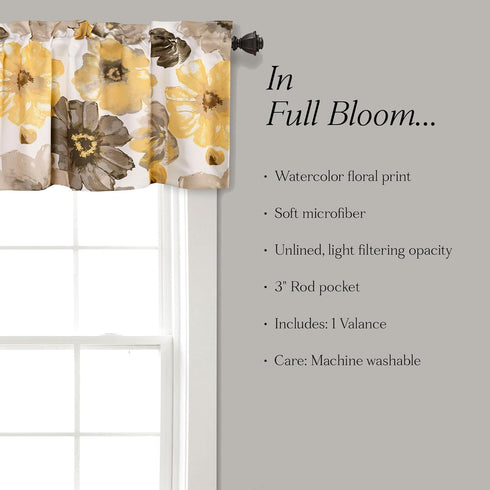 Lush Decor Leah Room Darkening Window Curtain Valance, 18 inch x 52 inch, Yellow/Gray...