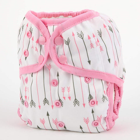 One Size Cloth Diaper Cover Snap with Double Gusset (Pink Arrows)...