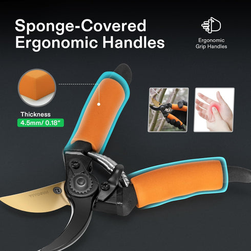 VIVOSUN 8.5" Bypass Pruning Shears for Gardening, Heavy-Duty Garden Scissors, Ultra Sharp Pruners with 3/4 in. Cut Capacity SK5 Blades, Thick Cush...