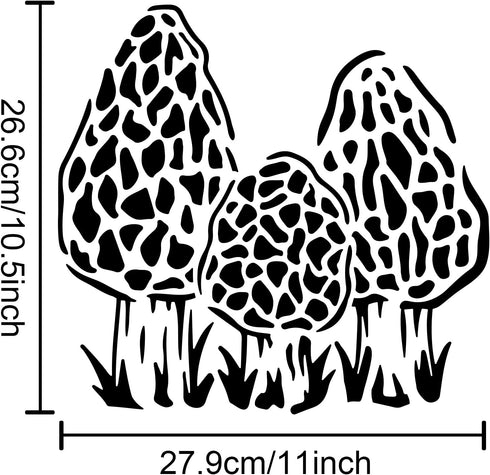 Morel Mushroom Stencil Mushroom Painting Stencils Mushroom Grass Pattern 11.8×11.8 Inch Reusable Garden Stencils for Painting on Wood, Floor, Wall...