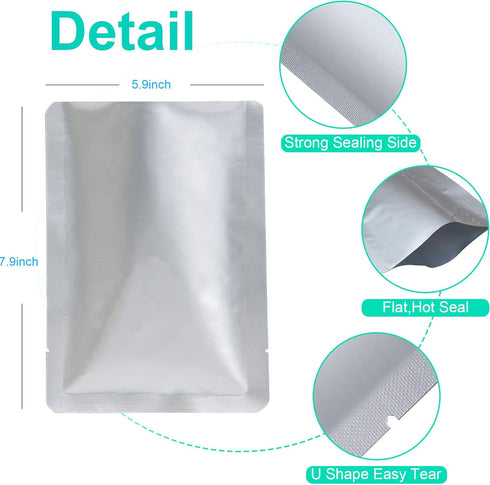 50 PCS 1 Pint Mylar bags for food storage, Heat Sealable Bags Storage Bags for Food, Coffee Beans, tea, grains, etc.(5.9 x 7.9 Inch)...