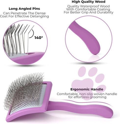 Slicker Brush for Dogs - Detangling Dog Brushes for Grooming with Soft Bristles & long Pins - Professional Dog Grooming Brush to Removes Tangles &...