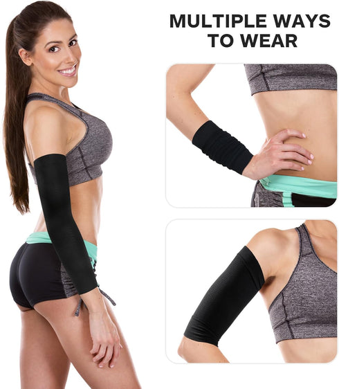HEALLILY 1 Pair Black Slimming Arm Sleeves Elastic Compression Arm Shapers for Women Weight Loss Post Surgical Compression Sleeves...