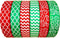 Christmas Ribbon 30 Yards(6 X 5yds) 1 Inch Red Green Grosgrain Ribbon Chevron Swirl Quatrefoil Printed...