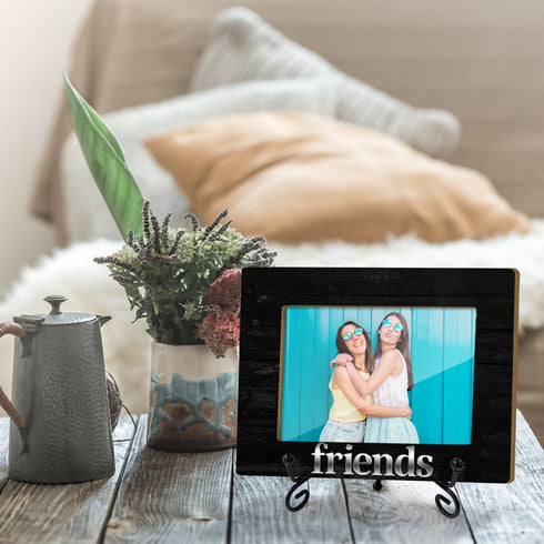 Wooden Photo Frame Friendship Gifts for Friends Bestie Woman BFF, Wooden Photo Frame with Iron Stand for Tabletop or Desktop Display, Home Table D...