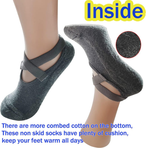 2 Pairs Yoga Socks Pilates Socks Non Slip Grip Socks for Women Pilates Ballet Barefoot Workout Non Slip Socks with Straps...