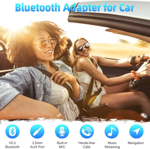 Bluetooth Car kit Aux Receiver, Portable 3.5mm Aux Bluetooth Car System for Car Radio Bluetooth 5.2 Wireless Audio Receiver for Car Stereo Home St...