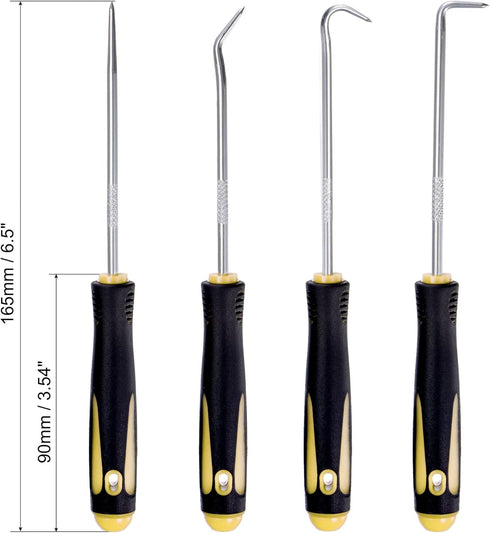 MECCANIXITY O-Ring Pick and Hooks 4in1 Set 165mm Oil Seal Gasket Precision Screwdriver Puller Remover Tool, Yellow...