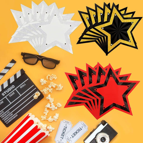 99PCS Movie Star Cardboard Red Carpet Awards Night Cutouts Movie Party Star Cutouts Classroom Bulletin Board Decorations Paper Star Cutouts Movie ...