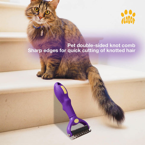 Double-Sided Deshedding & Dematting Tool Open Knot Brush for Dogs & Cats - Premium Pet Grooming Comb for Shedding and Tangle-Free Fur - Ultimate C...