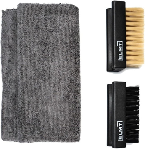Blackline ELMT Shoe Brushes Kit with Shoe Polishing Cloth — Versatile for Sneakers, Mesh, Boot, Sheepskin, Leather, Suede...