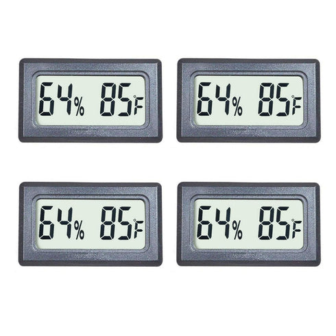 Veanic 4-Pack Mini Digital Thermometer Hygrometer Meters Gauge Indoor Large Number Display Temperature Fahrenheit (?) Humidity for Home Office Humidors Jars Incubators Guitar Case